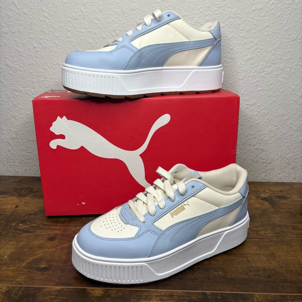 NEW Puma Rubber Platform Sneakers Light Blue and Cream Size 8.5